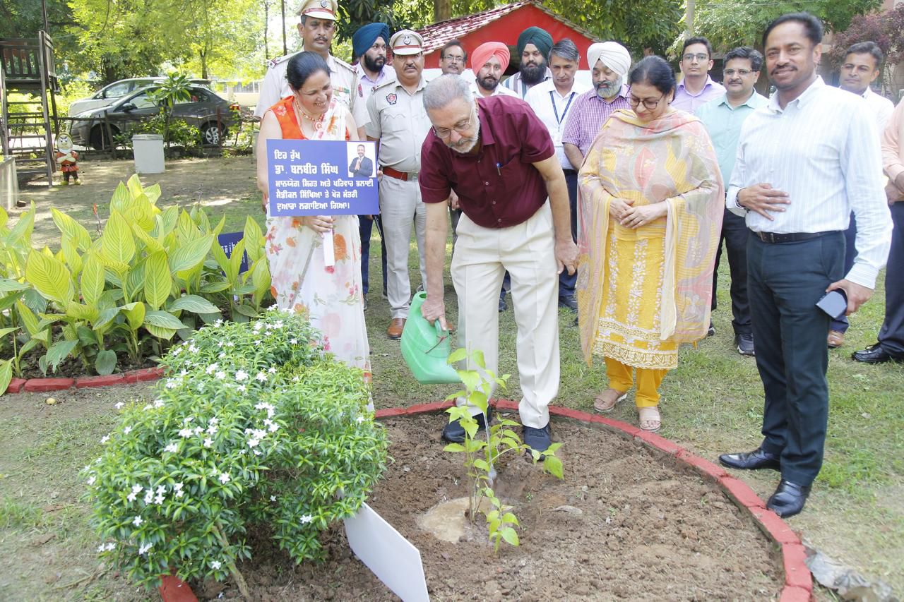 Health Minister Launches Tree Plantation Drive at AIMS Mohali